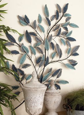 Harper & Willow Blue Metal Leaf Wall Decor 31