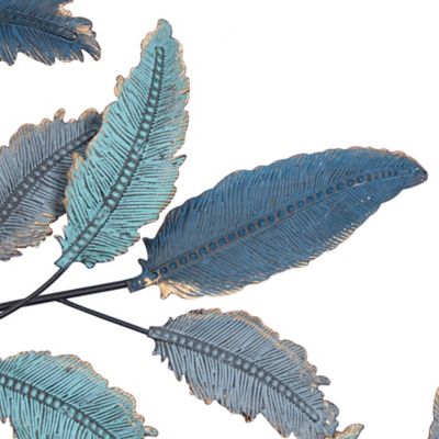 Image showing  Blue Metal Leaf Wall Decor 31" x 2" x 45"