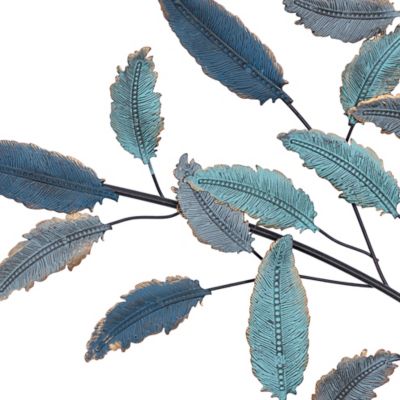 Image showing  Blue Metal Leaf Wall Decor 31" x 2" x 45"