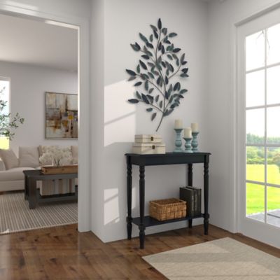 Image showing 9 th Harper & Willow Blue Metal Leaf Wall Decor 31" x 2" x 45"