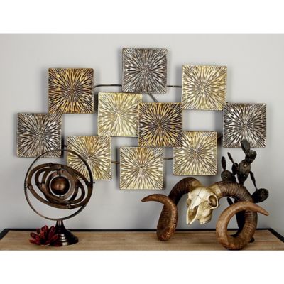 Harper & Willow Gold Metal Contemporary Abstract Wall Decor, 43 in. x 24 in.
