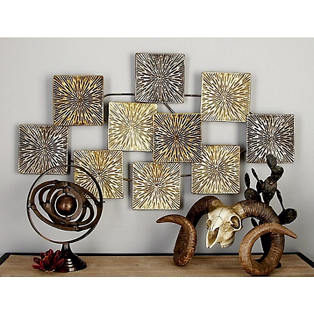 Harper & Willow Gold Metal Contemporary Abstract Wall Decor, 43 in. x 3 in. x 24 in.