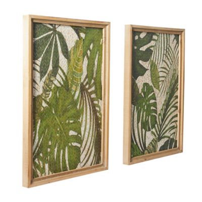 Image showing  Green Wood Bohemian Flowers Wall Decor, Set of 2 17 in., 25 in., 64349