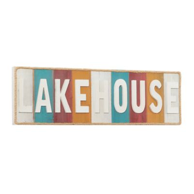 Image showing 2 th Harper & Willow White Wood Coastal Words and Text Wall Decor, 36 in. x 11 in.