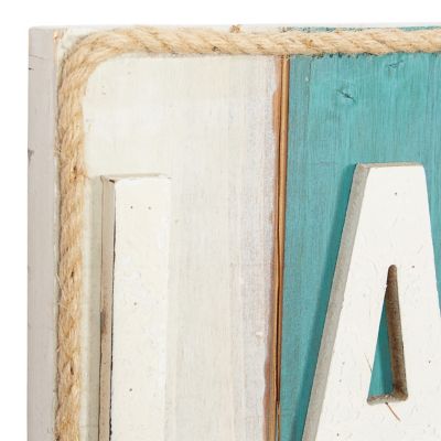 Image showing 3 th Harper & Willow White Wood Coastal Words and Text Wall Decor, 36 in. x 11 in.