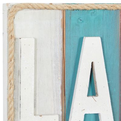 Image showing 4 th Harper & Willow White Wood Coastal Words and Text Wall Decor, 36 in. x 11 in.