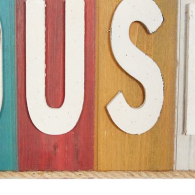 Image showing 5 th Harper & Willow White Wood Coastal Words and Text Wall Decor, 36 in. x 11 in.