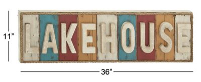 Image showing 7 th Harper & Willow White Wood Coastal Words and Text Wall Decor, 36 in. x 11 in.