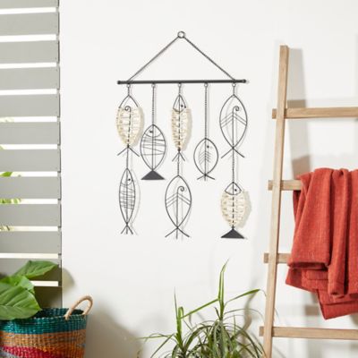 Harper & Willow Black Metal Coastal Fish Wall Decor, 21 in. x 1 in. x 31 in.
