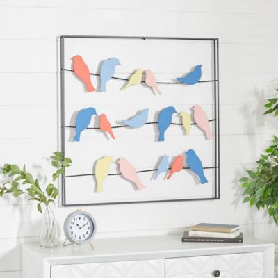Harper & Willow Multicolor Metal Coastal Birds Wall Decor, 32 in. x 2 in. x 31 in.
