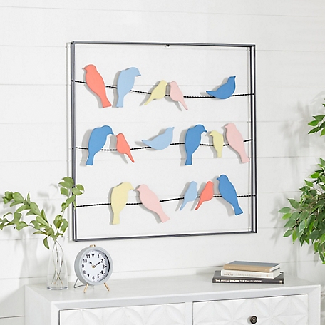 Harper & Willow Multicolor Metal Coastal Birds Wall Decor, 32 in. x 2 in. x 31 in.