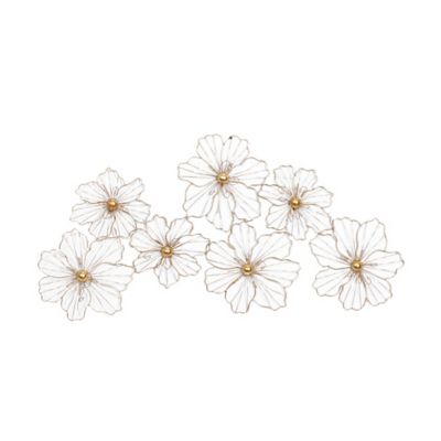 Image showing  Gold Metal Modern Flowers Wall Decor, 43 in. x 2 in. x 21 in.