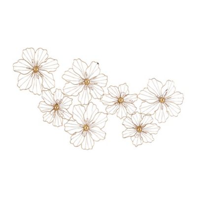 Image showing  Gold Metal Modern Flowers Wall Decor, 43 in. x 2 in. x 21 in.