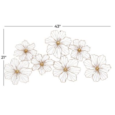 Image showing  Gold Metal Modern Flowers Wall Decor, 43 in. x 2 in. x 21 in.