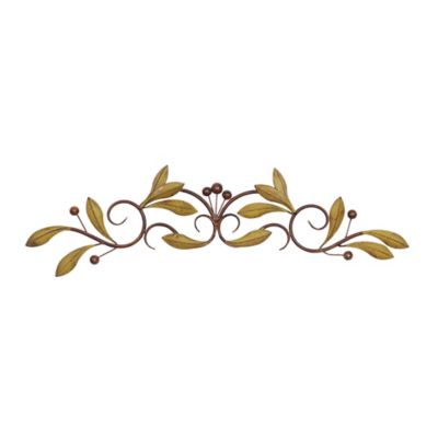 Image showing  Green Metal Traditional Leaves Wall Decor, 31 in. x 6 in.