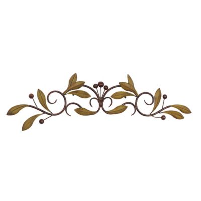 Image showing  Green Metal Traditional Leaves Wall Decor, 31 in. x 6 in.