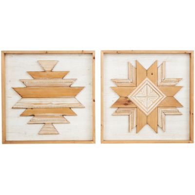 Harper & Willow Brown Wood Rustic Abstract Wall Decor, 24 in., 24 in., 2 pc.