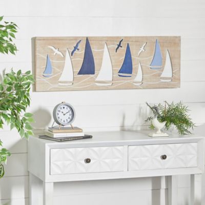 Harper & Willow Brown Wood Coastal Bird Wall Decor, 31 in. x 7 in. x 15 in.