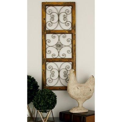 Harper & Willow Brown Metal Rustic Ornamental Wall Decor, 14 in. x 1 in. x 36 in.