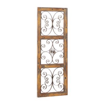 Image showing 2 th Harper & Willow Brown Metal Rustic Ornamental Wall Decor, 14 in. x 36 in.
