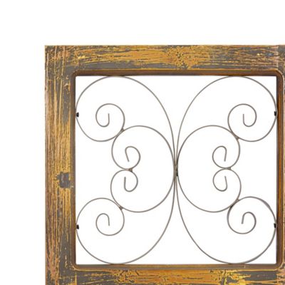 Image showing 4 th Harper & Willow Brown Metal Rustic Ornamental Wall Decor, 14 in. x 36 in.