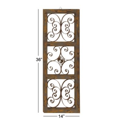 Image showing 5 th Harper & Willow Brown Metal Rustic Ornamental Wall Decor, 14 in. x 36 in.