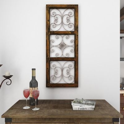 Image showing 6 th Harper & Willow Brown Metal Rustic Ornamental Wall Decor, 14 in. x 36 in.