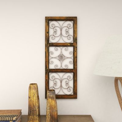 Image showing 7 th Harper & Willow Brown Metal Rustic Ornamental Wall Decor, 14 in. x 36 in.