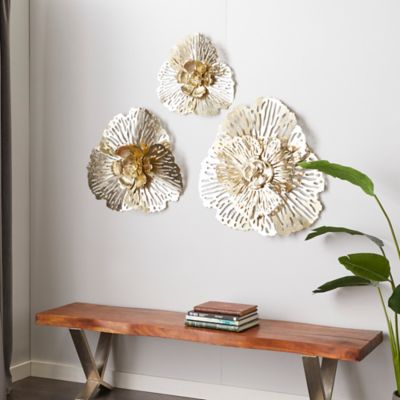 Harper & Willow Gold Metal Glam Flowers Wall Decor, 3 pc.