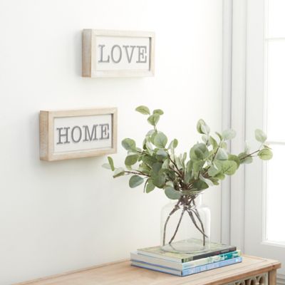 Harper & Willow White Wood Love and Home Sign Wall Decor, 6 in. x 12 in., 2 pc.