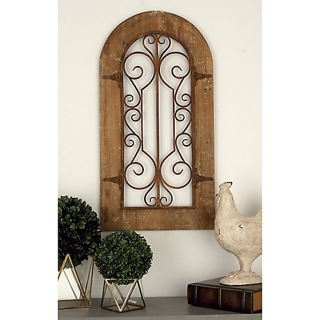 Harper & Willow Brown Metal Rustic Ornamental Wall Decor, 20 in. x 1 in. x 38 in.