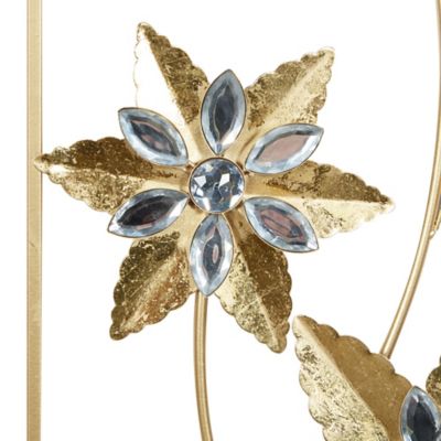 Image showing  Gold Metal Contemporary Flowers Wall Decor, 12 in., 36 in., 2 pc.