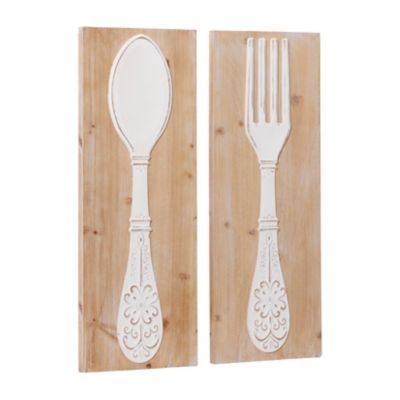 Image showing  Brown Wood Farmhouse Abstract Fork and Spoon Wall Decor, 2 pc.