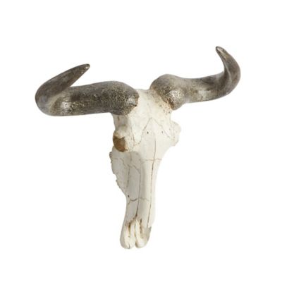 Image showing  White Polystone Farmhouse Cow Skull Wall Decor, 16 in. x 5 in. x 12 in.