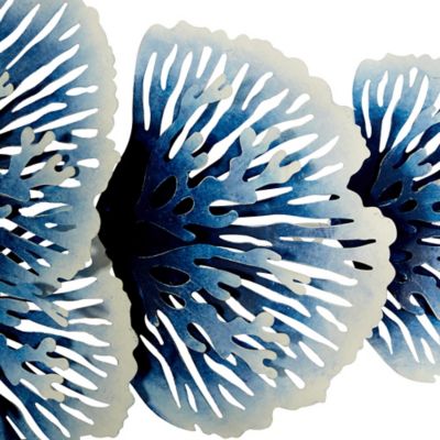 Image showing  Blue Metal Contemporary Flowers Wall Decor, 38 in. x 3 in. x 16 in.