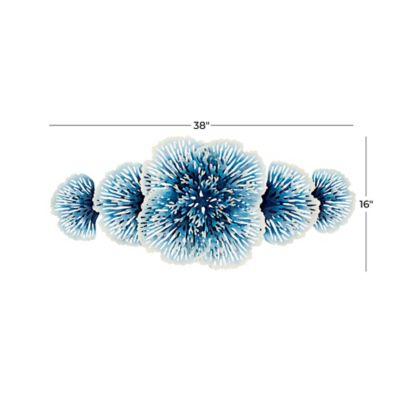 Image showing  Blue Metal Contemporary Flowers Wall Decor, 38 in. x 3 in. x 16 in.