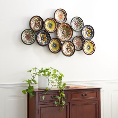 Harper & Willow Multicolor Metal Plate Wall Decor with Spanish Designs, 46 in. x 25 in.
