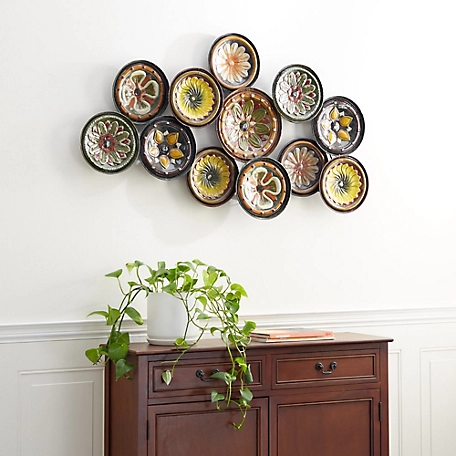 Harper & Willow Multicolor Metal Plate Wall Decor with Spanish Designs, 46 in. x 3 in. x 25 in.