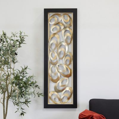 Harper & Willow Gold Metal Contemporary Abstract Wall Decor, 16 in. x 2 in. x 48 in., Brown