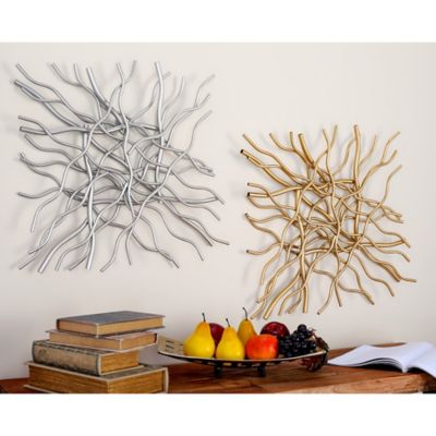 Harper & Willow Multicolor Metal Iron Rods Contemporary Abstract Wall Decor, 2 pc.