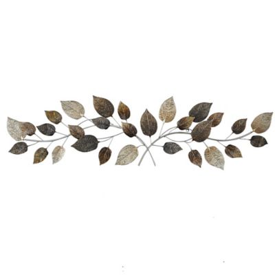 Image showing  Brown Metal Traditional Leaves Wall Decor, 50 in. x 15 in.