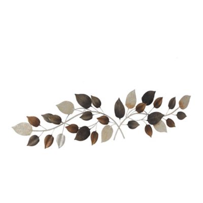 Image showing  Brown Metal Traditional Leaves Wall Decor, 50 in. x 15 in.