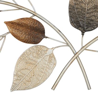 Image showing  Brown Metal Traditional Leaves Wall Decor, 50 in. x 15 in.