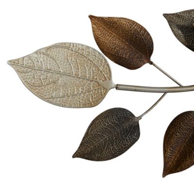 Image showing  Brown Metal Traditional Leaves Wall Decor, 50 in. x 15 in.