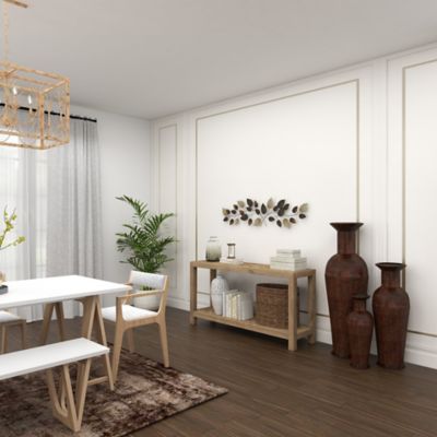 Image showing 9 th Harper & Willow Brown Metal Traditional Leaves Wall Decor, 50 in. x 15 in.