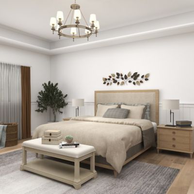 Image showing 10 th Harper & Willow Brown Metal Traditional Leaves Wall Decor, 50 in. x 15 in.