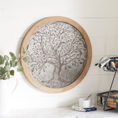 Harper & Willow Brown Wood Farmhouse Abstract Tree Wall Decor, 24 in. x 2 in. x 24 in.