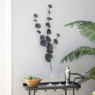 Harper & Willow Black Metal Contemporary Flowers Wall Decor, 17 in. x 36 in.