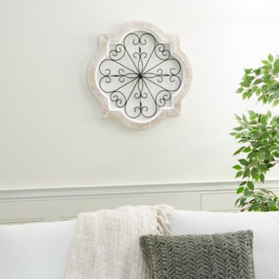 Harper & Willow White Wood Farmhouse Abstract Wall Decor, 22 in. x 1 in. x 22 in.