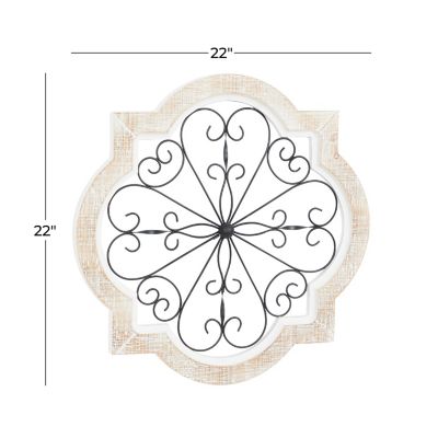 Image showing 5 th Harper & Willow White Wood Farmhouse Abstract Wall Decor, 22 in. x 1 in. x 22 in.